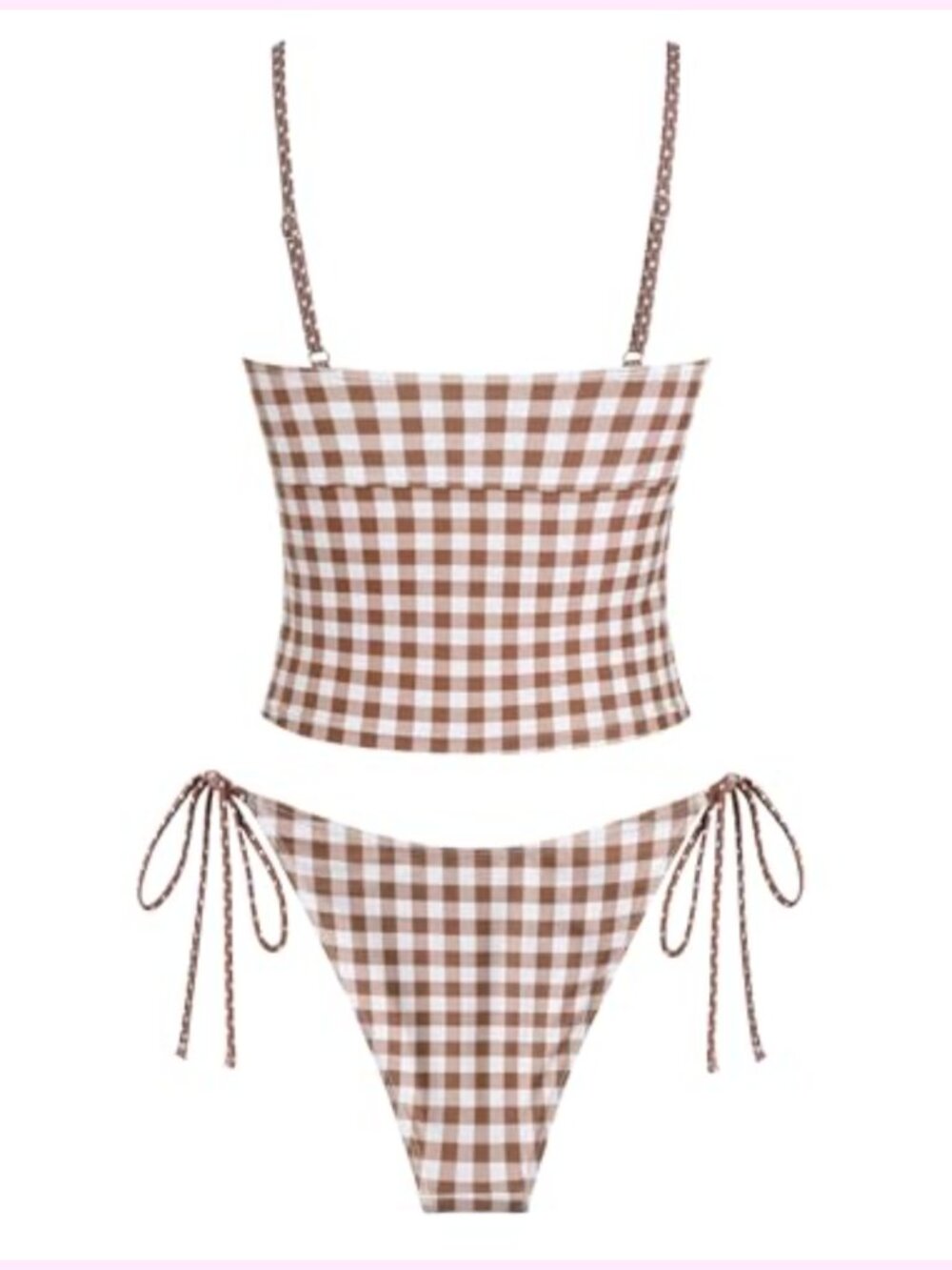 Gingham Tankini Two Piece Swimsuit Set for Women - Picture 3 of 6